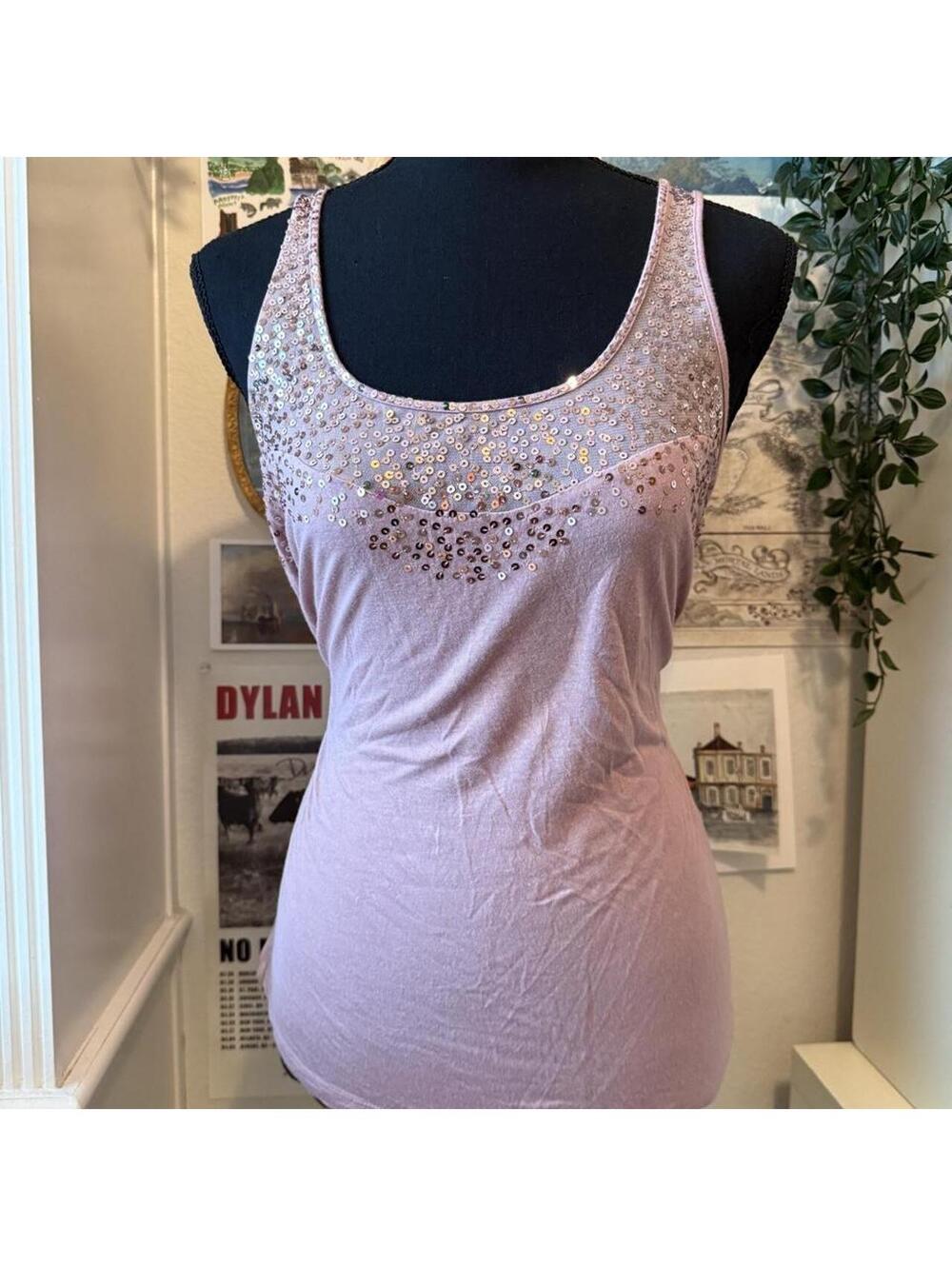 Apt 9 Dusty Pink Sequin Embellished Tank Top Size M